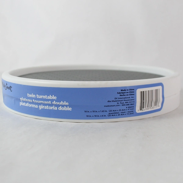 Madesmart 10" Plastic Turntable Kitchen Organizer White & Gray NWT