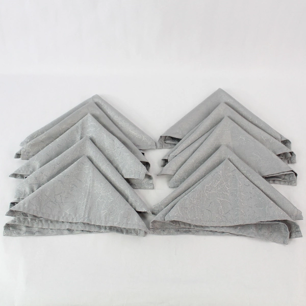 Lot of 11 Gray Pattern Polyester Napkins 12x12 & Matching 116x60 Tablecloth