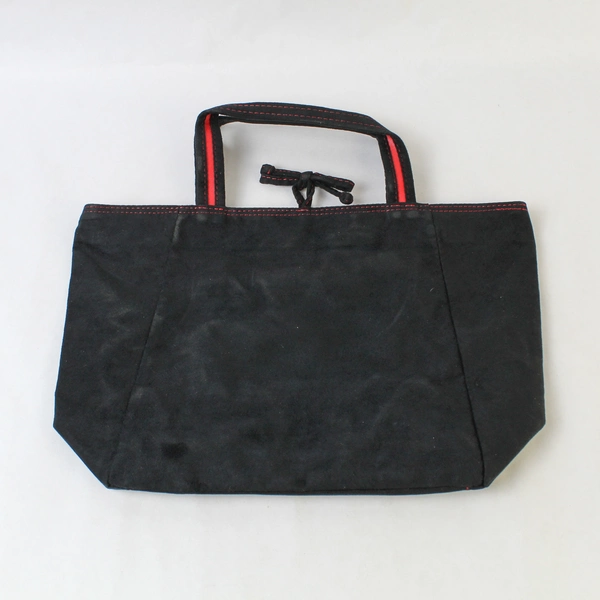 Lancome Black Red Velvet Polka Dot Fabric Lining Makeup Purse Bag