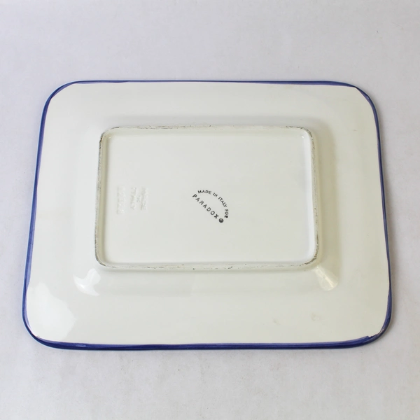 Vintage Italian Paradox Ceramic Serving Platter 12x10" Floral Chip Rim