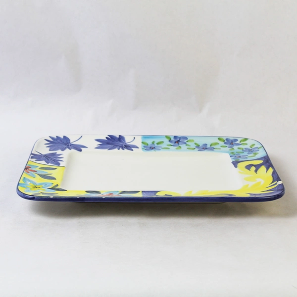 Vintage Italian Paradox Ceramic Serving Platter 12x10" Floral Chip Rim