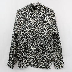 Vintage Liz Baker Size 14 Silky Cheetah Print Long Sleeve Blouse Top, Pre-owned