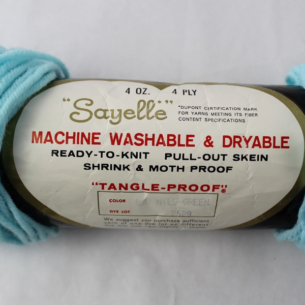 Vintage Coats & Clark's Sayelle Yarn Skein Nile Green - Crafting Essential