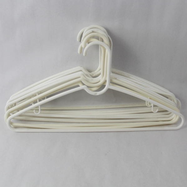 Lot of 10 White Plastic Tubular Hangers with Indents & Hooks for Bags
