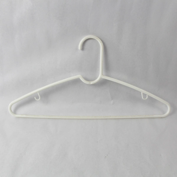 Lot of 10 White Plastic Tubular Hangers with Indents & Hooks for Bags