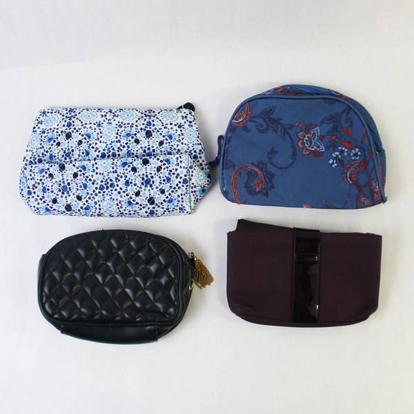 Lot of 4 Blue & Purple Makeup Pouches Pre-Owned Condition