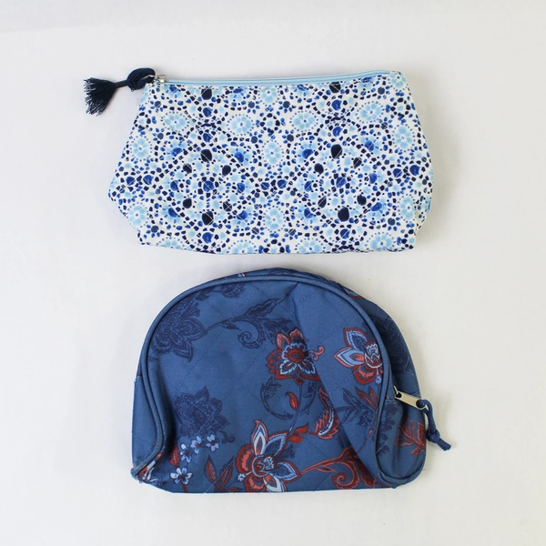 Lot of 4 Blue & Purple Makeup Pouches Pre-Owned Condition