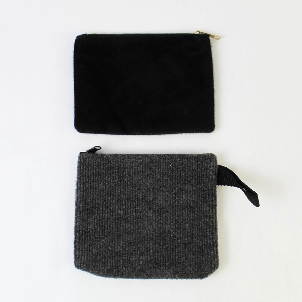 Lot of 2 Black & Gray Textured Makeup Pouches - Good Condition