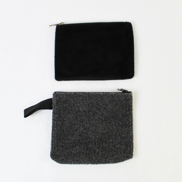 Lot of 2 Black & Gray Textured Makeup Pouches - Good Condition