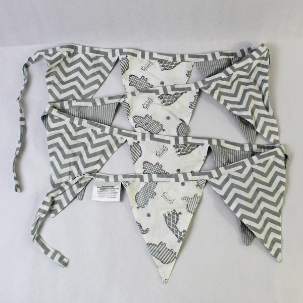Baby Naartjie Gray Zoo Animal Bunting Nursery Decor 93" Long - Pre-Owned