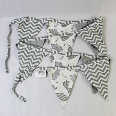 Baby Naartjie Gray Zoo Animal Bunting Nursery Decor 93" Long - Pre-Owned
