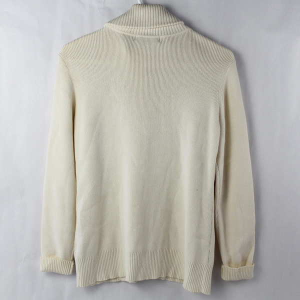 Liz Claiborne Women's Cream Knit Zip-Up Sweater Size PL - Pre-Owned