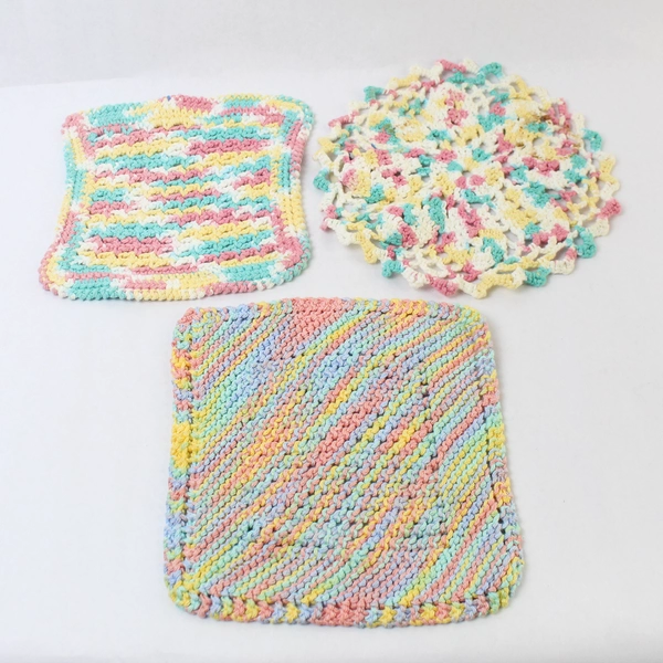 Lot of 3 Idaho Kotton Kompany Handmade Crochet Dish Cloths - Multicolor