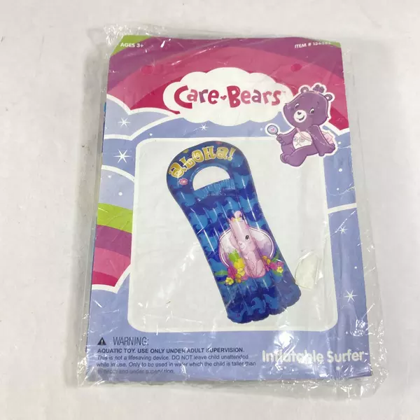 Vintage 2007 RAND Care Bears Aloha Blue Bear Inflatable Surfer Raft Sealed