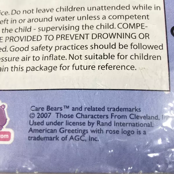 Vintage 2007 RAND Care Bears Aloha Blue Bear Inflatable Surfer Raft Sealed