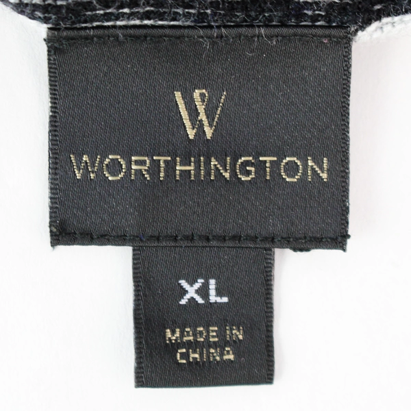 Worthington Women's XL Black Blue Gray Striped Long Sleeve Sweater