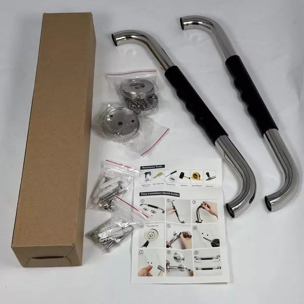 Safety Grab Bar For Bathroom Steel Hand Rail 17" With Rubber Grip