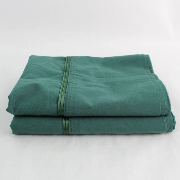 Set of 2 Dark Forest Green Queen Pillowcases 20x32" - Pre-Owned