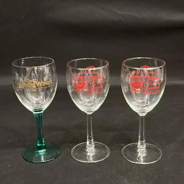 Lot of 3 Chinook Winds Casino & Resort Wine Glasses 2013 Festival Collectible