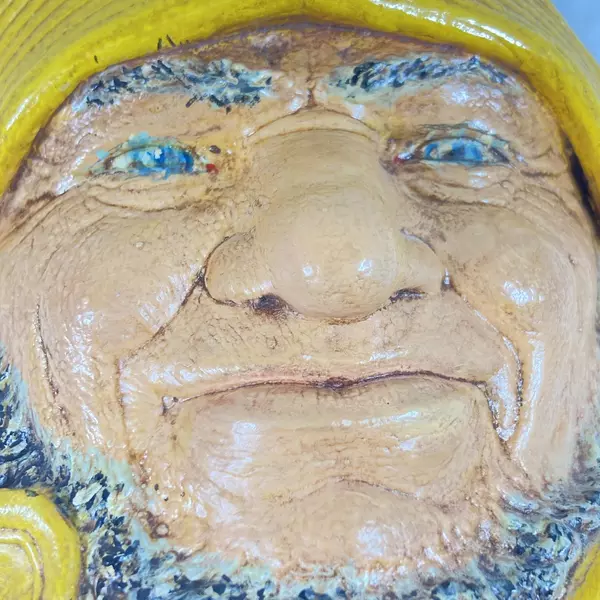 Vintage Bossons Chalkware Plaque Bearded Fisherman Yellow Raincoat England