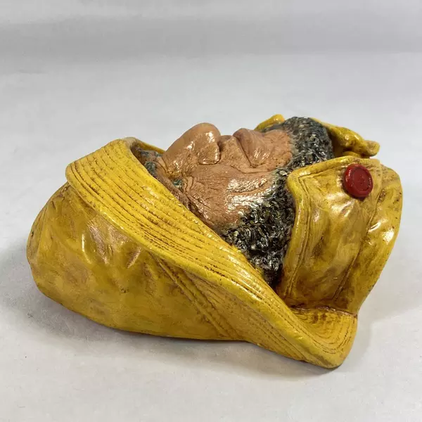 Vintage Bossons Chalkware Plaque Bearded Fisherman Yellow Raincoat England