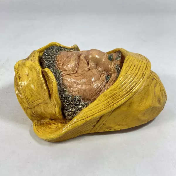 Vintage Bossons Chalkware Plaque Bearded Fisherman Yellow Raincoat England