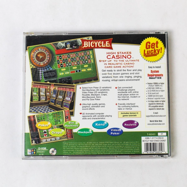 Vintage 1999 High Stakes Casino Bicycle PC Software Disc - Good Condition