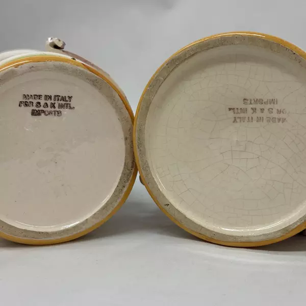 4 Piece Vintage S & K International Hand Painted Ceramic Canister Set Italy