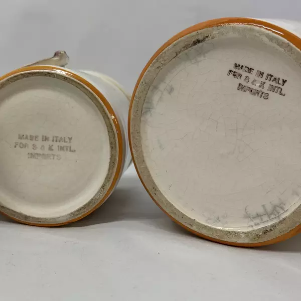 4 Piece Vintage S & K International Hand Painted Ceramic Canister Set Italy