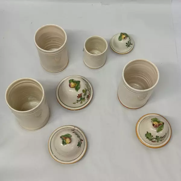 4 Piece Vintage S & K International Hand Painted Ceramic Canister Set Italy