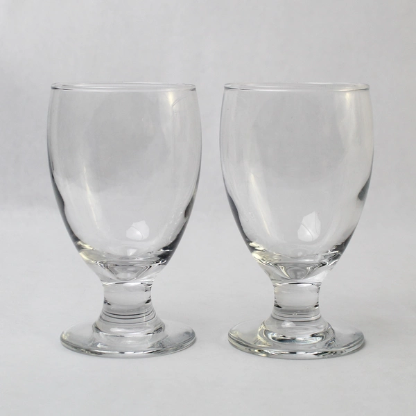 Lot of 2 Clear Crystal Beer Water Goblet Glasses 5" Tall - Pre-Owned