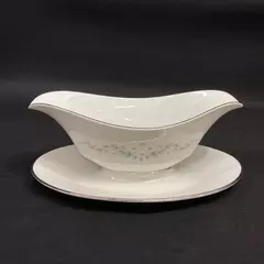 Lenox Oxford Holyoke Bone China Oval Gravy Boat And Underplate