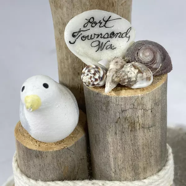 Port Townsend Nautical Brass Ship Wheel Candle Holder Resin Souvenir Decor