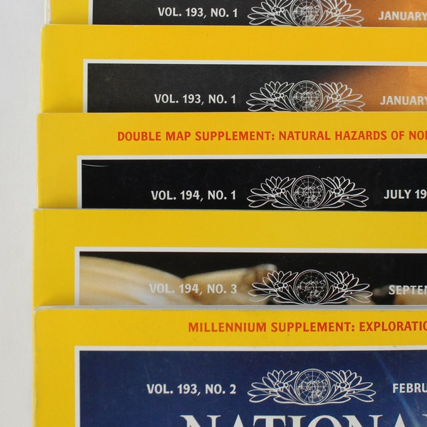 Lot of 5 Vintage 1998 National Geographic Magazines Jan Feb July Sept Good Cond