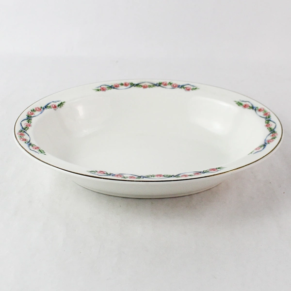 Vintage Superior Hall Quality Floral White Ceramic Casserole Dish 11"