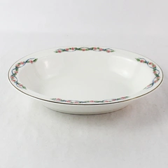 Vintage Superior Hall Quality Floral White Ceramic Casserole Dish 11"