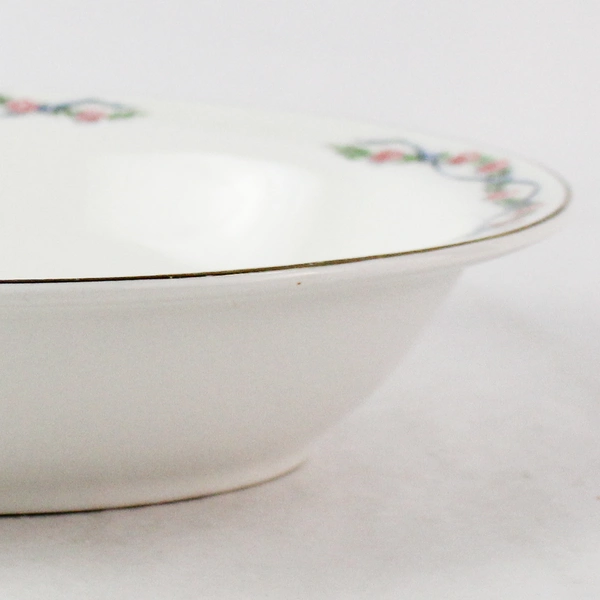 Vintage Superior Hall Quality Floral White Ceramic Casserole Dish 11"