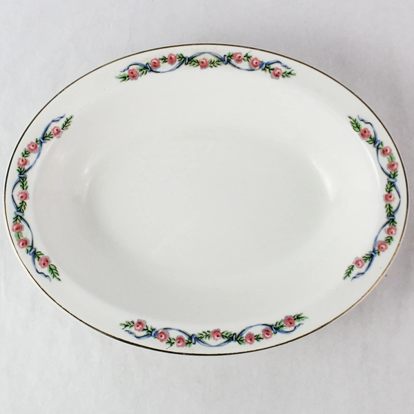 Vintage Superior Hall Quality Floral White Ceramic Casserole Dish 11"