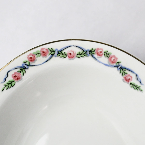 Vintage Superior Hall Quality Floral White Ceramic Casserole Dish 11"