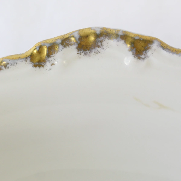 Vintage Vignaud Limoges Floral Trim White Ceramic Serving Bowl 8"x11"