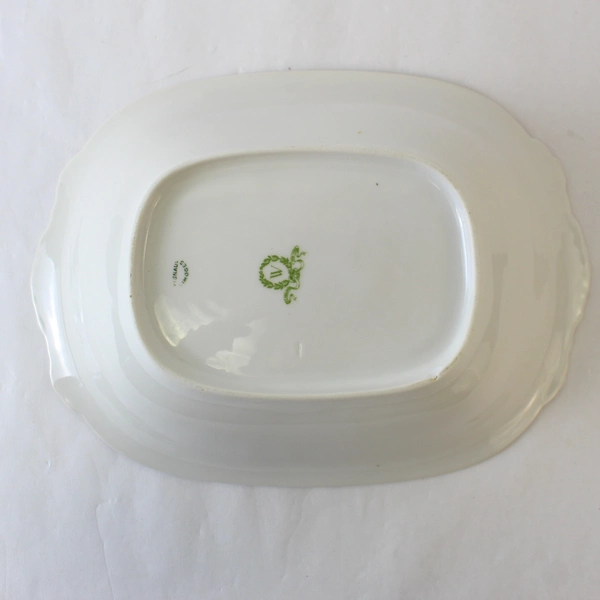Vintage Vignaud Limoges Floral Trim White Ceramic Serving Bowl 8"x11"