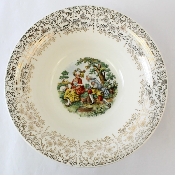 Vintage Sebring Pottery Chantilly Serving Bowl 22K Gold Trimmed T-S284