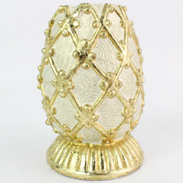 Set of 2 Vintage White & Gold Egg Candleholders Home Decor Collectible