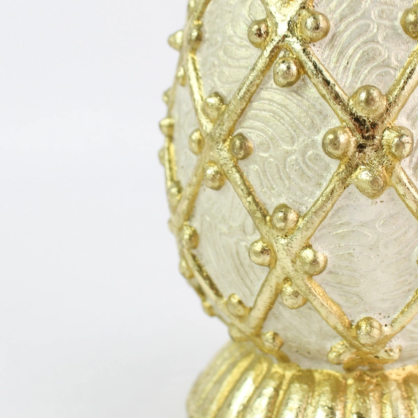 Set of 2 Vintage White & Gold Egg Candleholders Home Decor Collectible