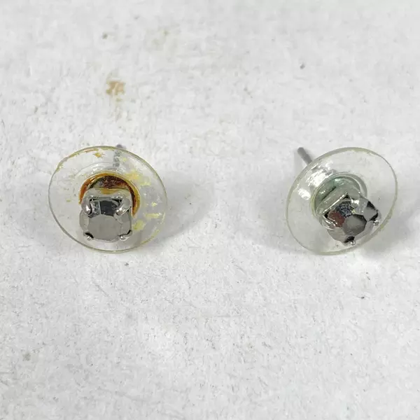 36" Hematite Clear Glass Bead Rosary with Black Enamel Cross & Stud Earrings