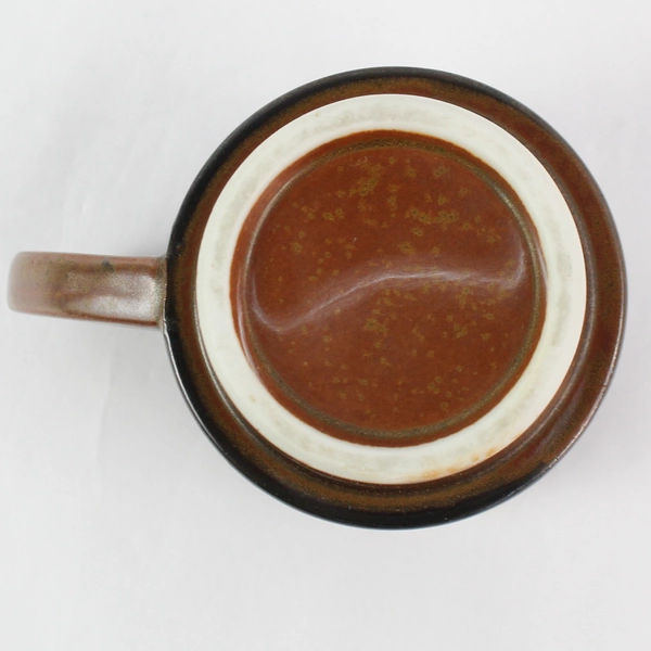 Vintage Brown Etched Stackable Coffee Mug - Good Condition, Unique Design