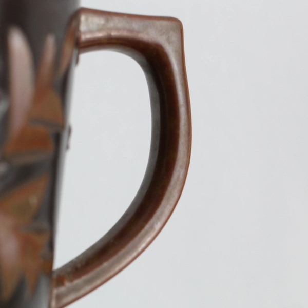 Vintage Brown Etched Stackable Coffee Mug - Good Condition, Unique Design