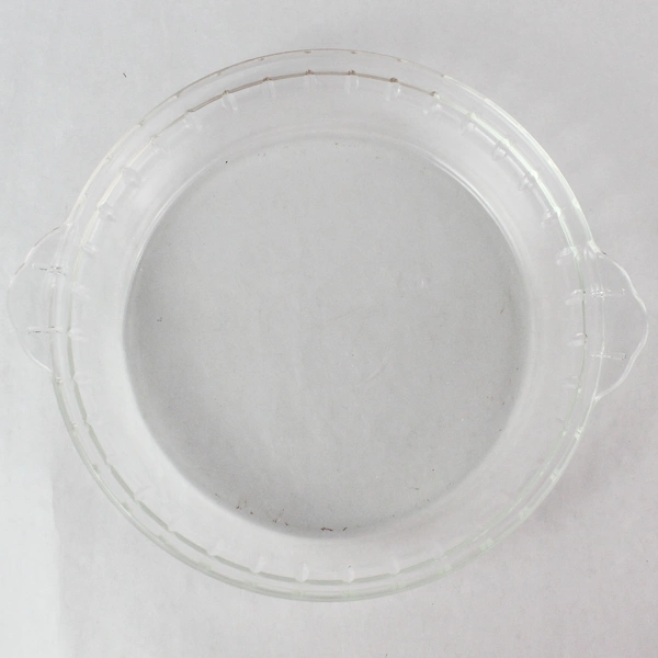 Unmarked Clear Glass Handled Pie Dish 9" - Good Pre-Owned Condition