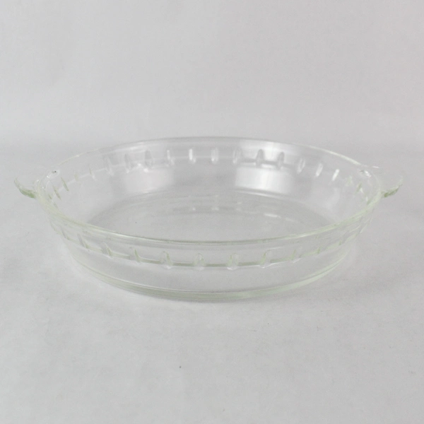 Unmarked Clear Glass Handled Pie Dish 9" - Good Pre-Owned Condition