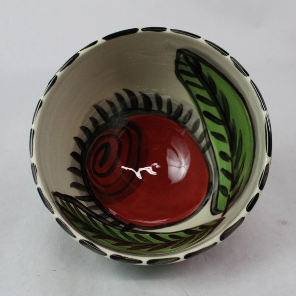 Set of 2 Hand-Painted Rose Design Ceramic Soup Bowls, 6" Diameter